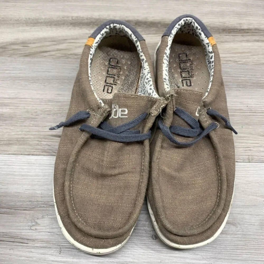 Hey Dude Wally Free Natural Beige Brown Mens Size 8 Athletic‎ Shoes Slip On